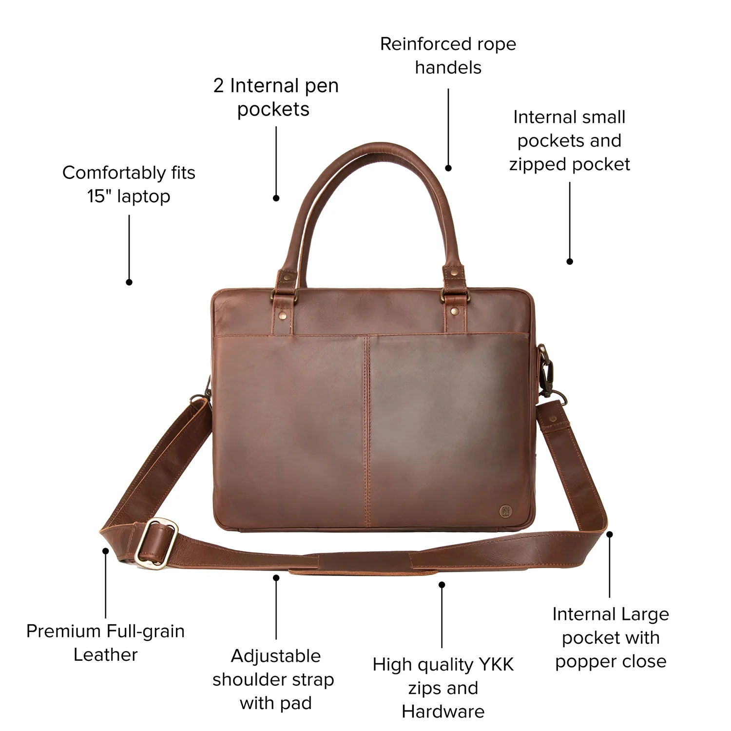 Laser Personalized Leather Laptop Bag - Image 8
